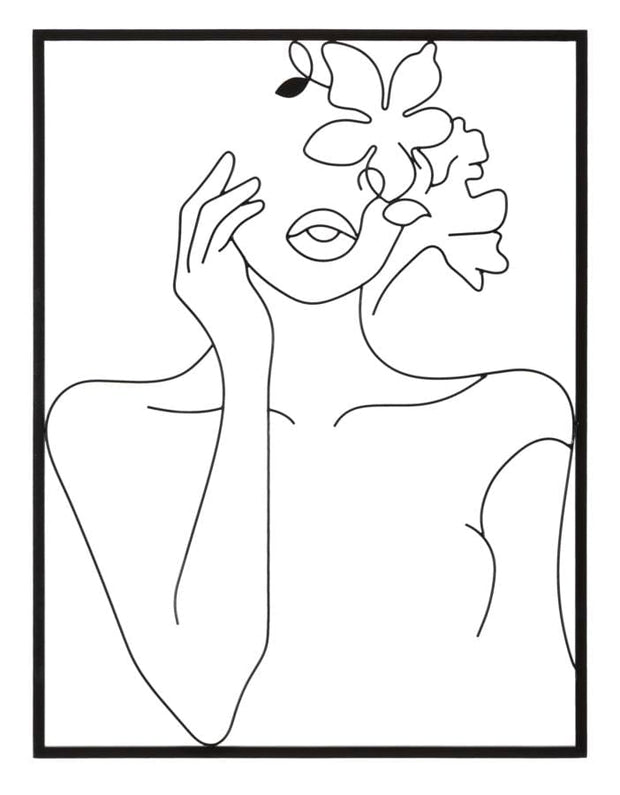 Pannello In Ferro Woman With Flowers cm 60x1x80