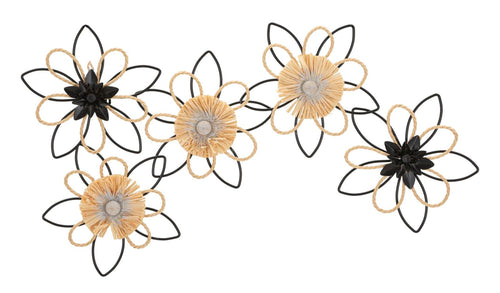 Pannelo In Ferro E Raffia Flow cm 60x4x35