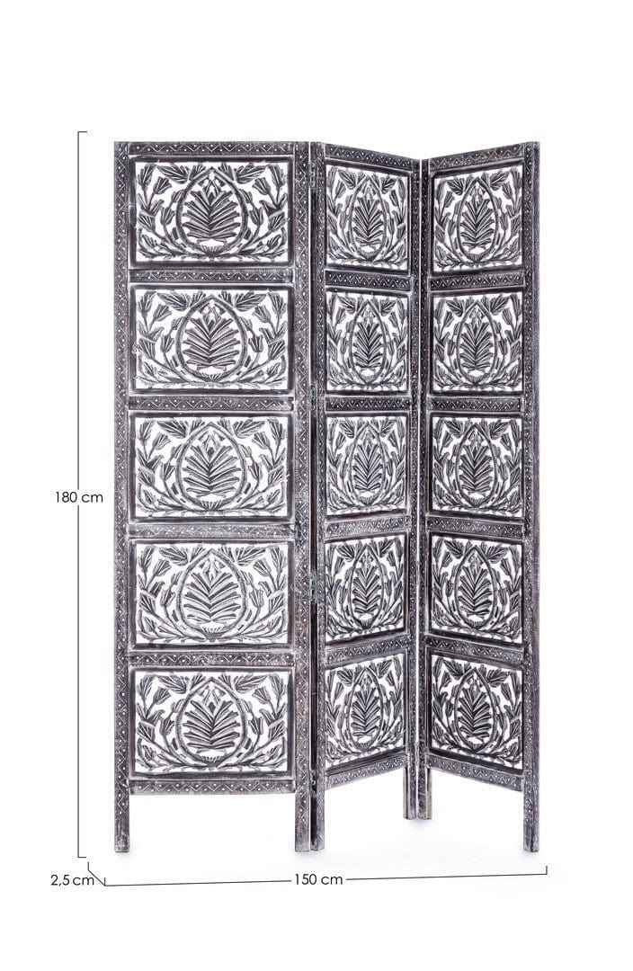 Bizzotto Paravento 3 pannelli Darika Antique Grigio