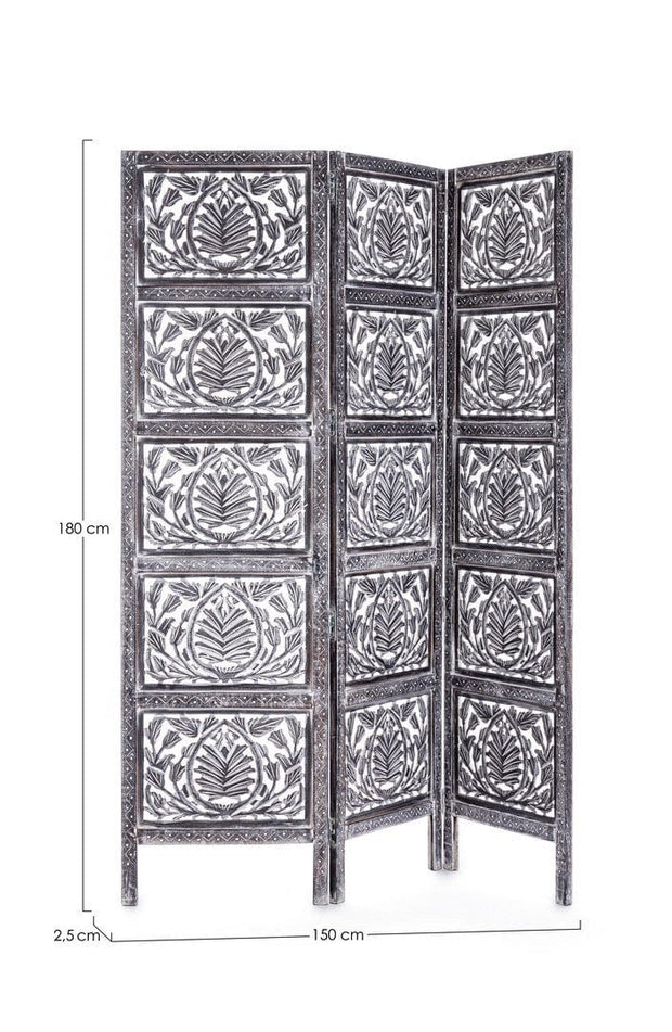 Bizzotto Paravento 3 pannelli Darika Antique Grigio