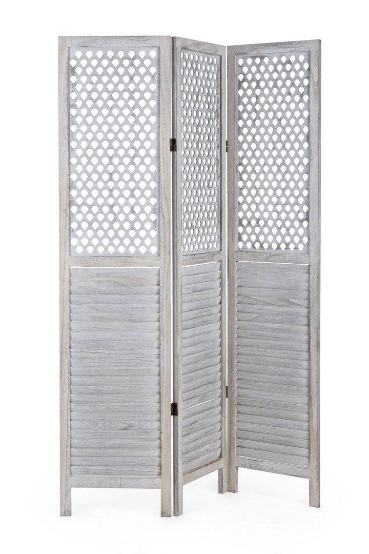 Bizzotto Paravento 3 pannelli Hole Antique Grigio