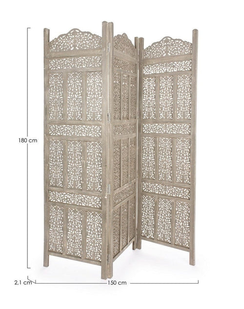 Bizzotto Paravento 3 pannelli Kartic Antique Grigio