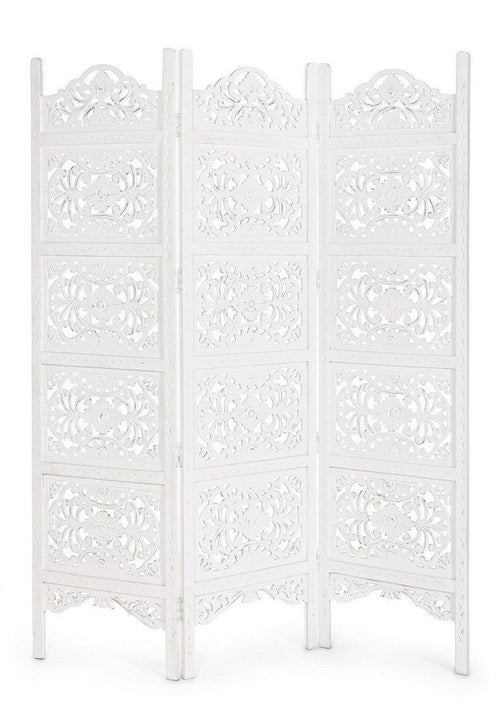 Bizzotto Paravento 3 pannelli Kiran Antique Bianco