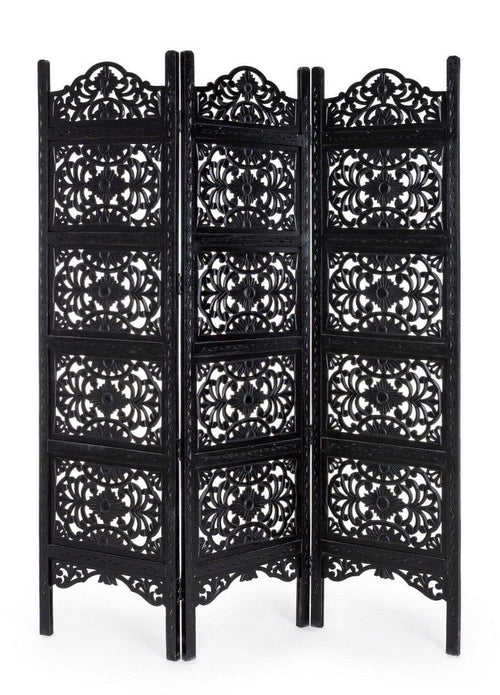 Bizzotto Paravento 3 pannelli Kiran Antique Nero