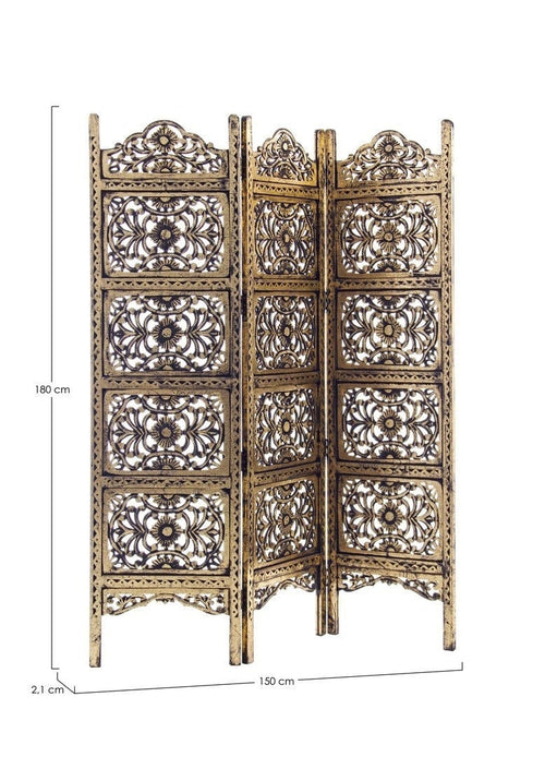 Bizzotto Paravento 3 pannelli Kiran Antique Oro