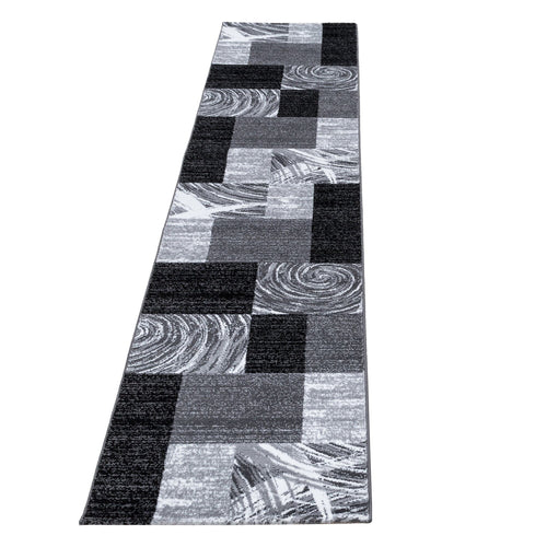 Passatoia Parma 9220 Abstract Checkered Nero & AYYTPCH-PARMA9220BLACK-TRAVERSA