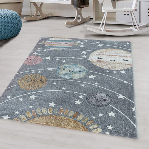Passatoia per bambini Funny 2105 Planet Space Grigio (1)