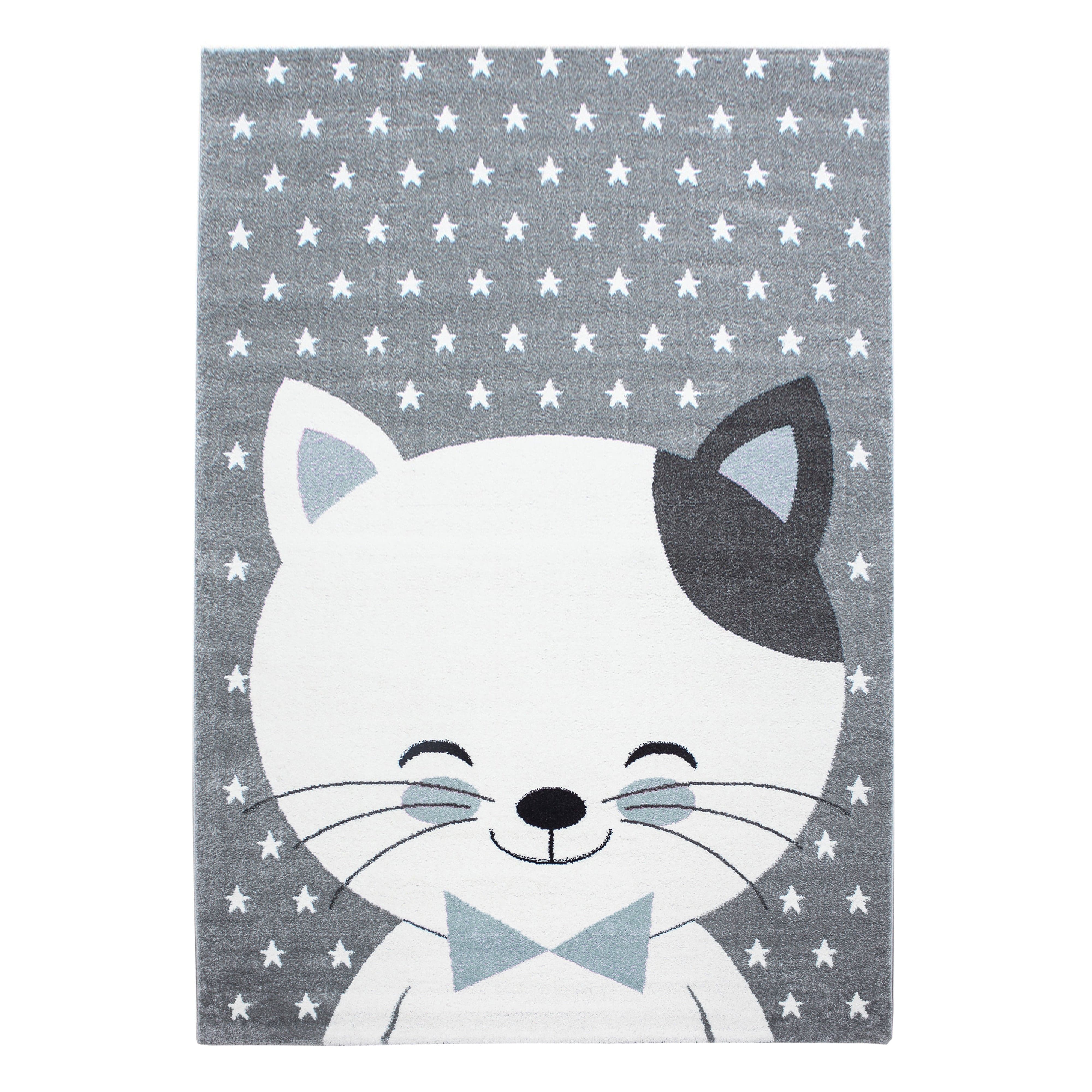 Passatoia per bambini Kids 0550 Cute Cat Blu & AYYTPCH-KIDS0550BLUE-TRAVERSA