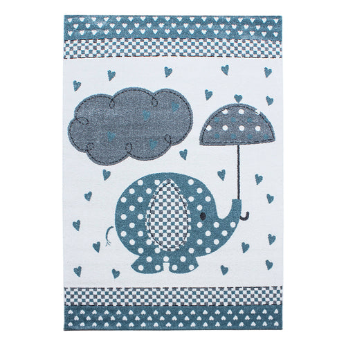 Passatoia per bambini Kids 0570 Elephant Blu & AYYTPCH-KIDS0570BLUE-TRAVERSA