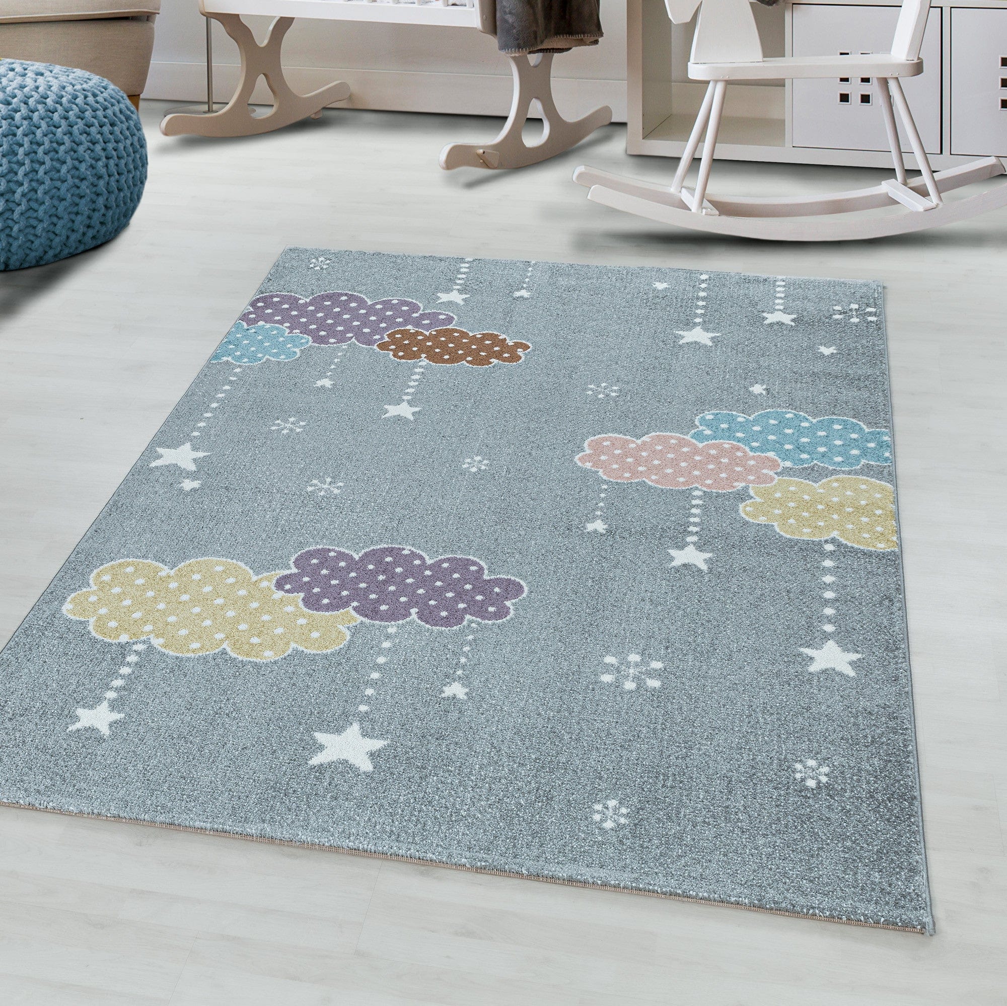 Passatoia per bambini Lucky 3611 Stars Grigio (1)