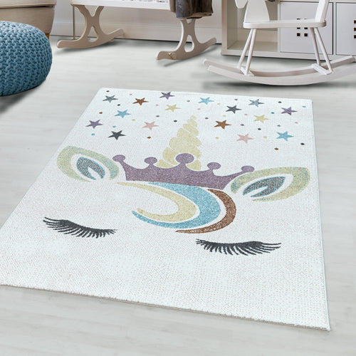 Passatoia per bambini Lucky 3613 Unicorn Bianco (1)