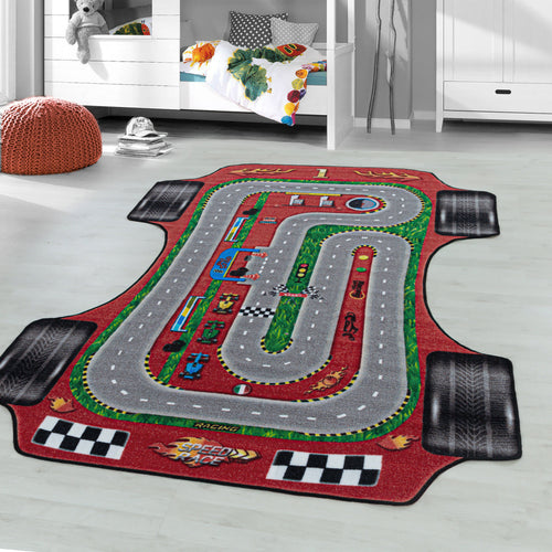 Passatoia per bambini Play 2907 Racetrack Rosso (1)