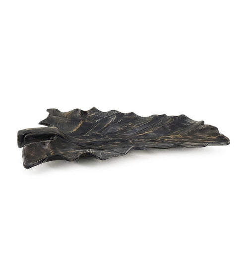 Piatto decorativo Erosi Carved Leaf Nero