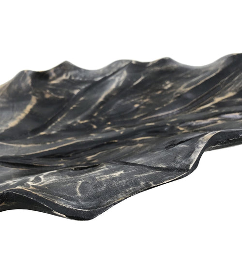Piatto decorativo Erosi Carved Leaf Nero (1)