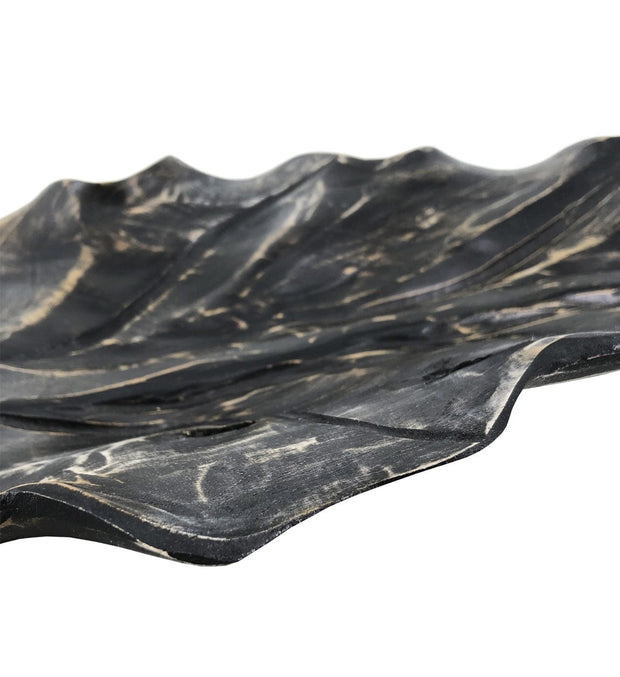 Piatto decorativo Erosi Carved Leaf Nero (1)