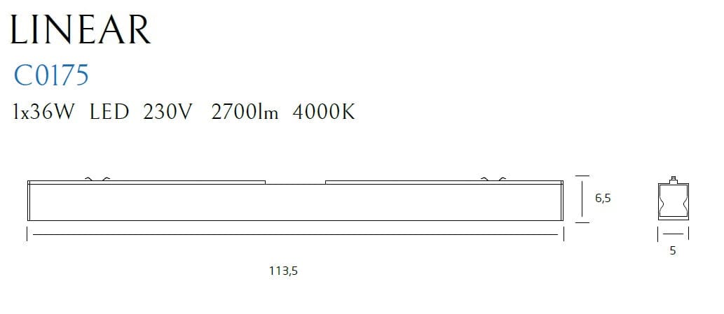 Plafoniera Linear C0175 Nero (4)