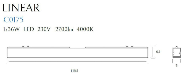 Plafoniera Linear C0175 Nero (4)