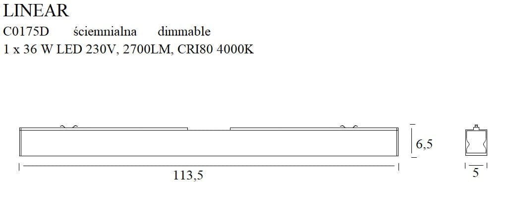 Plafoniera Linear C0175D Nero (4)