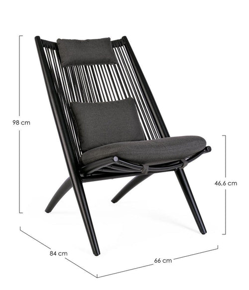 Bizzotto Poltrona da giardino Aloha Nero