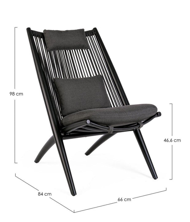 Bizzotto Poltrona da giardino Aloha Nero