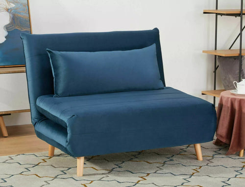 Signal Poltrona Letto in velluto Spike Blu