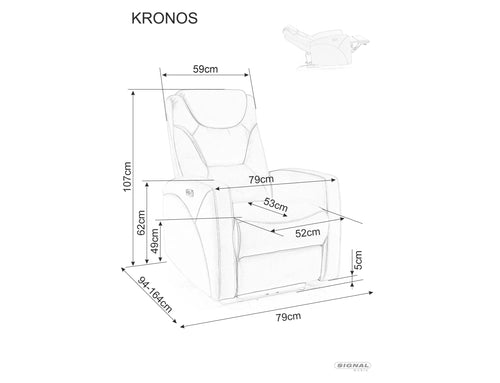 Signal Poltrona Reclinabile Elettrica in tessuto Kronos Grigio