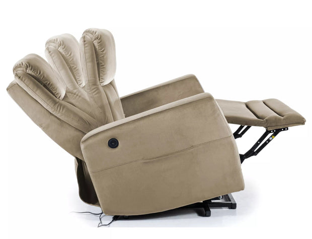Signal Poltrona Reclinabile Elettrica in velluto Adonis Beige