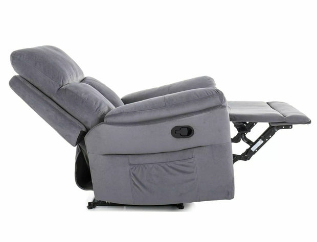 Signal Poltrona Reclinabile in velluto Hades Grigio
