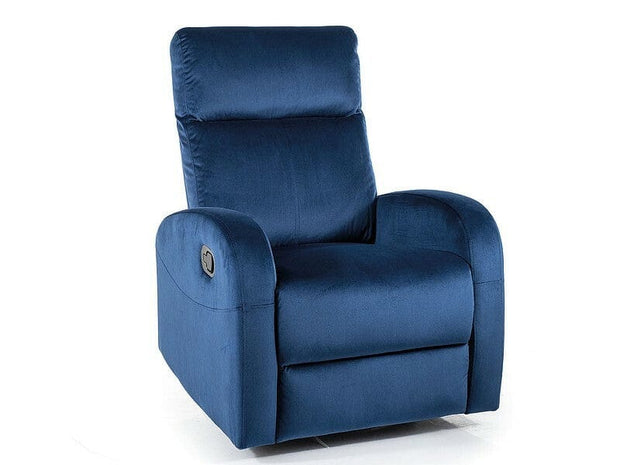 Signal Poltrona Reclinabile in velluto Olimp Blu