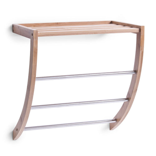 Zeller Porta asciugamani da bagno con ripiano, Wall Natural Bamboo, l38xl24xh40 cm