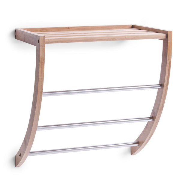 Zeller Porta asciugamani da bagno con ripiano, Wall Natural Bamboo, l38xl24xh40 cm