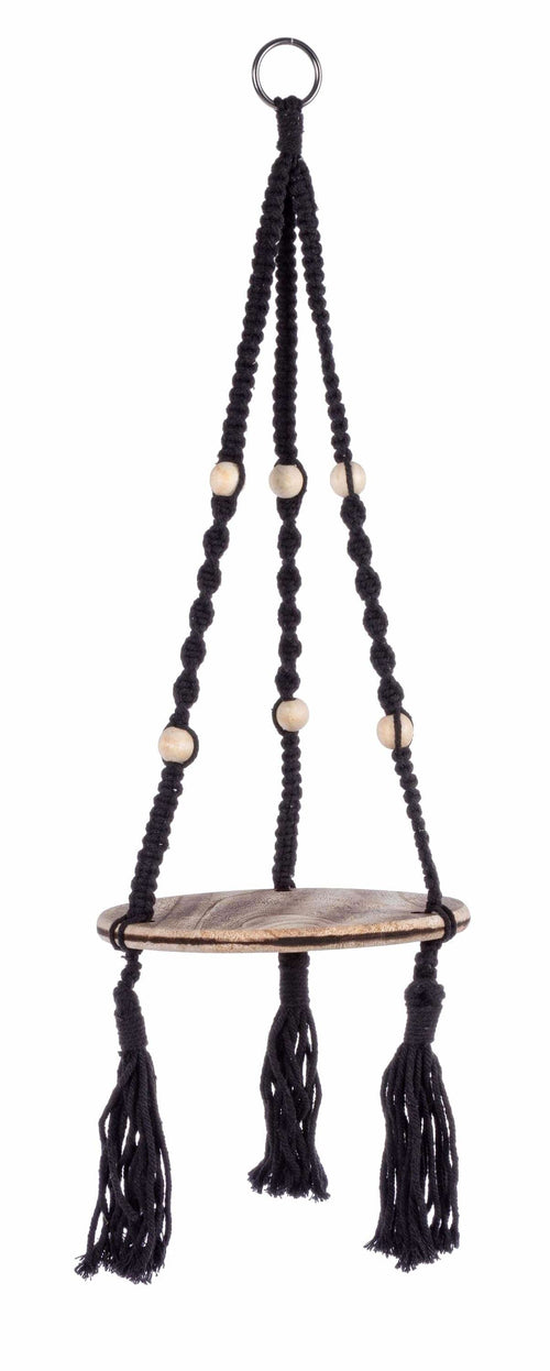 Bizzotto Porta piante sospeso Peruvian Round Nero