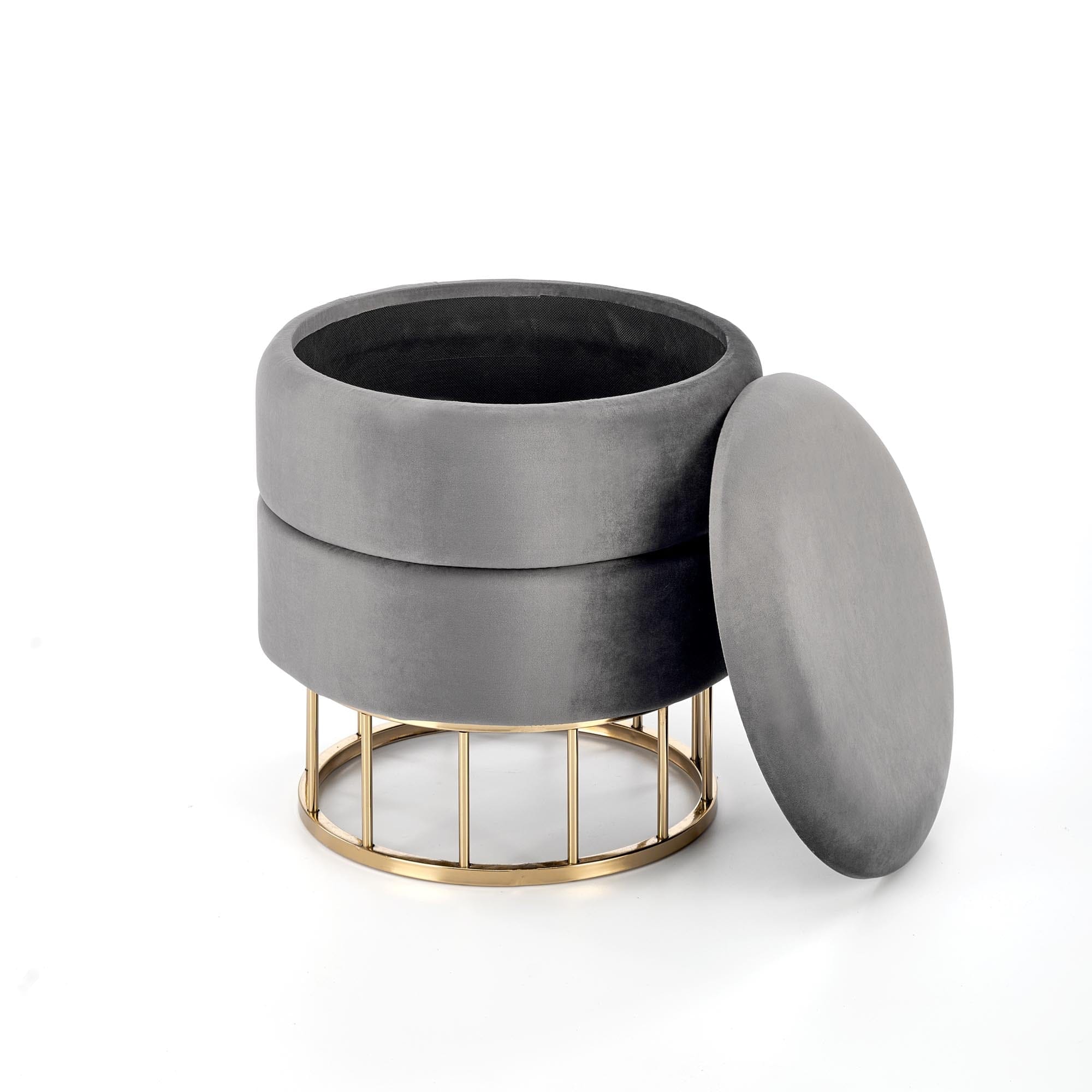 Halmar Pouf con contenitore in tessuto Minty Grigio