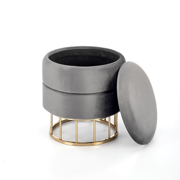 Halmar Pouf con contenitore in tessuto Minty Grigio