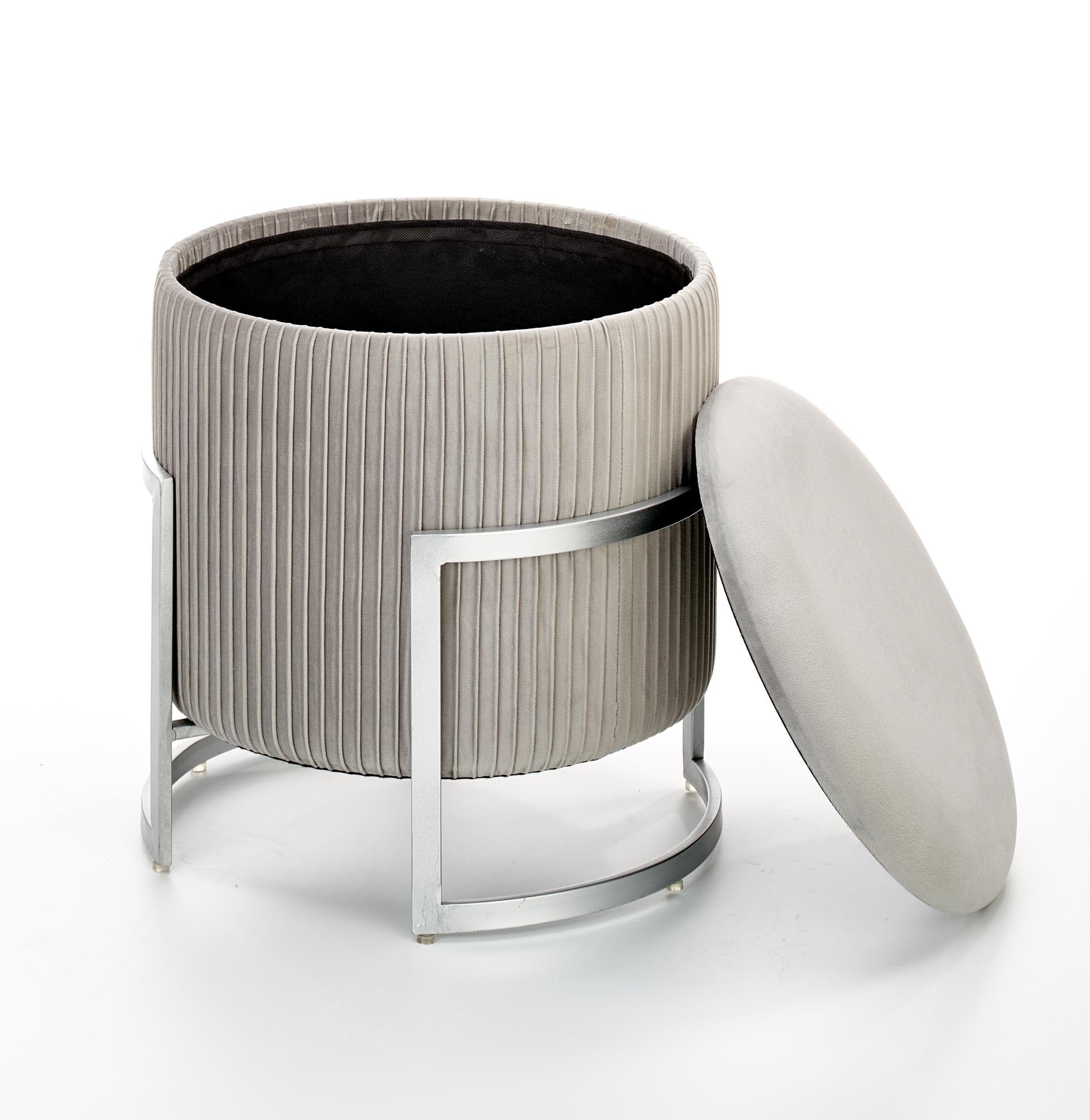 Halmar Pouf con contenitore in velluto Cricket Grigio