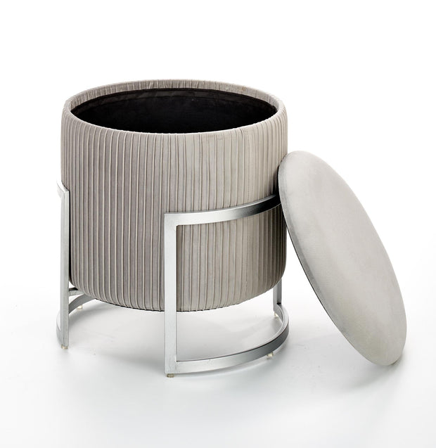 Halmar Pouf con contenitore in velluto Cricket Grigio