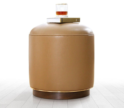Pouf in ecopelle Milotte Cappuccino