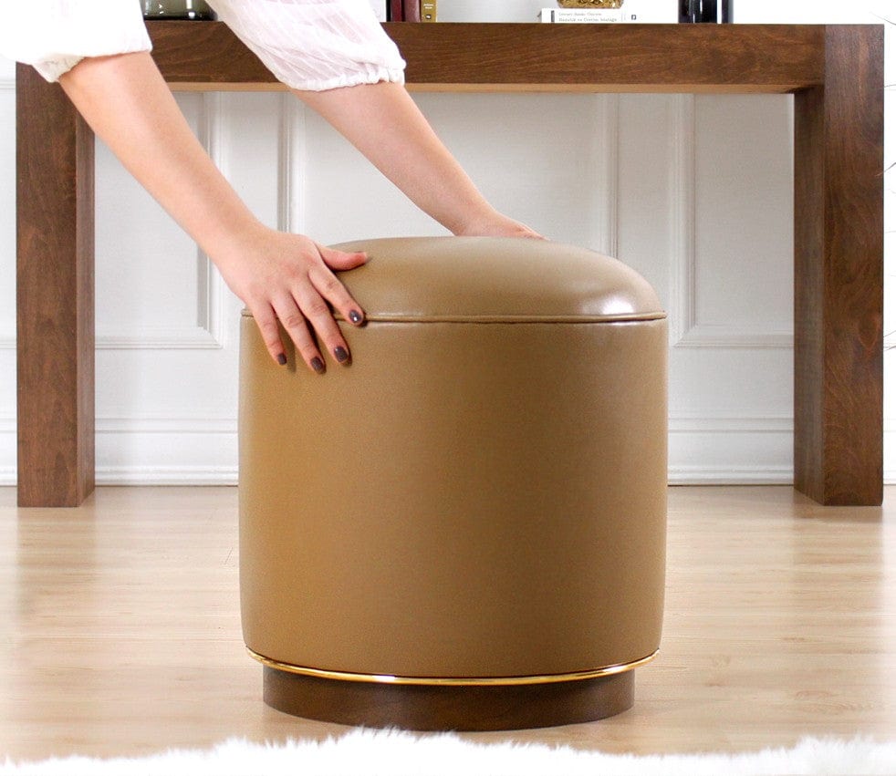 Pouf in ecopelle Milotte Cappuccino (2)