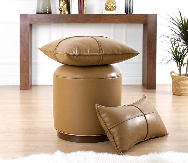 Pouf in ecopelle Milotte Cappuccino (3)