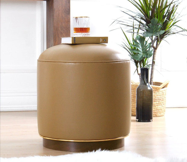 Pouf in ecopelle Milotte Cappuccino (5)