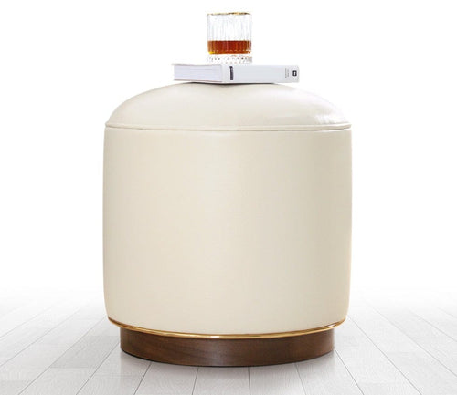 Pouf in ecopelle Milotte Crema