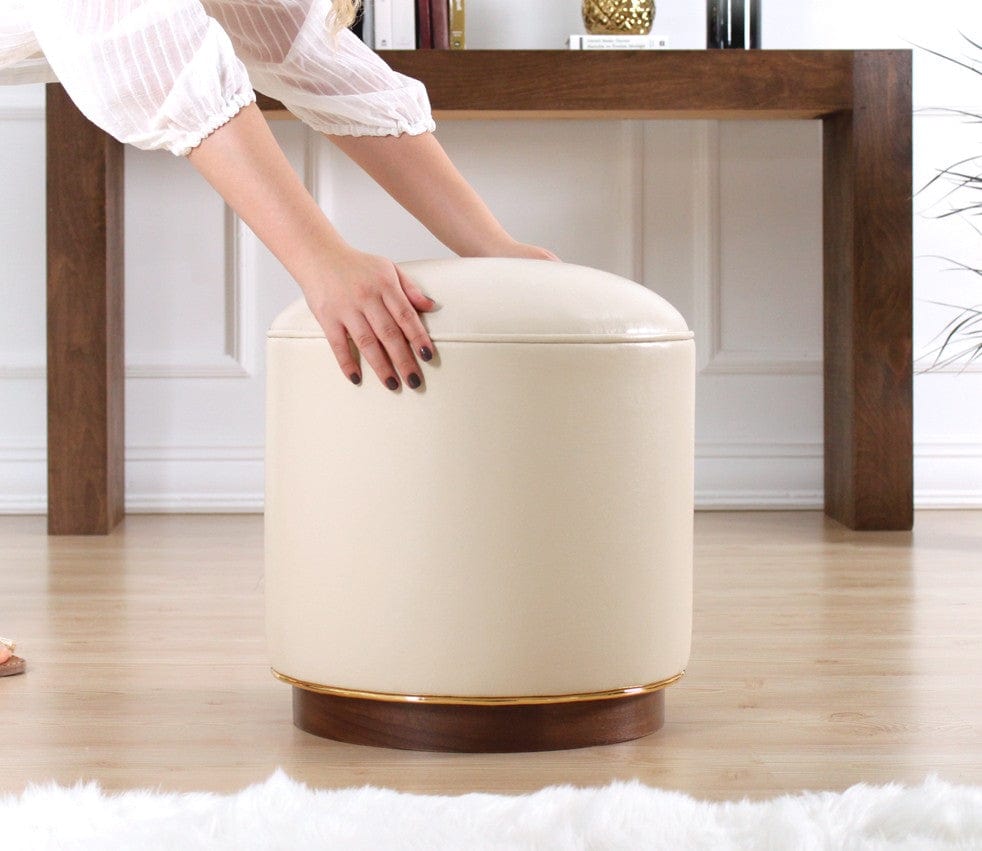 Pouf in ecopelle Milotte Crema (2)