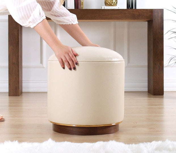 Pouf in ecopelle Milotte Crema (2)