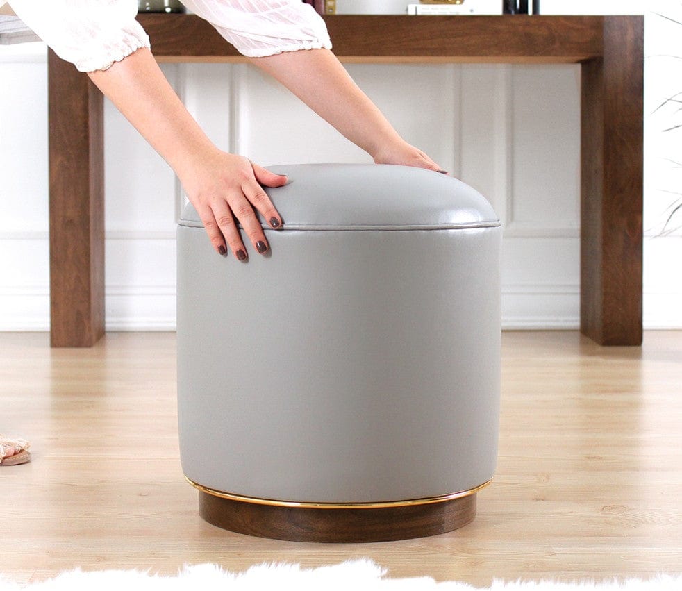Pouf in ecopelle Milotte Grigio (2)