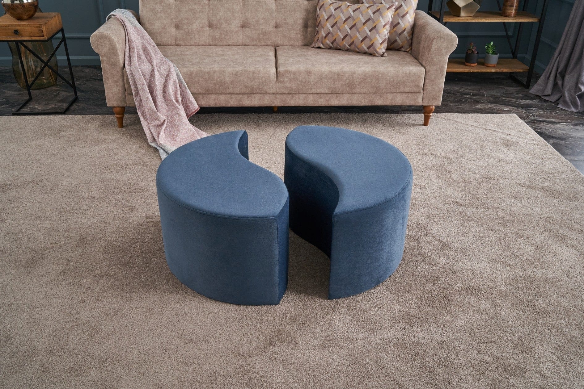 Pouf in tessuto Alis Blu (2)