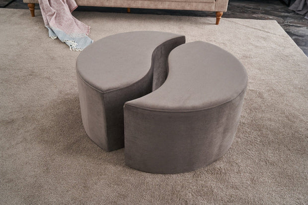 Pouf in tessuto Alis Cappuccino (2)
