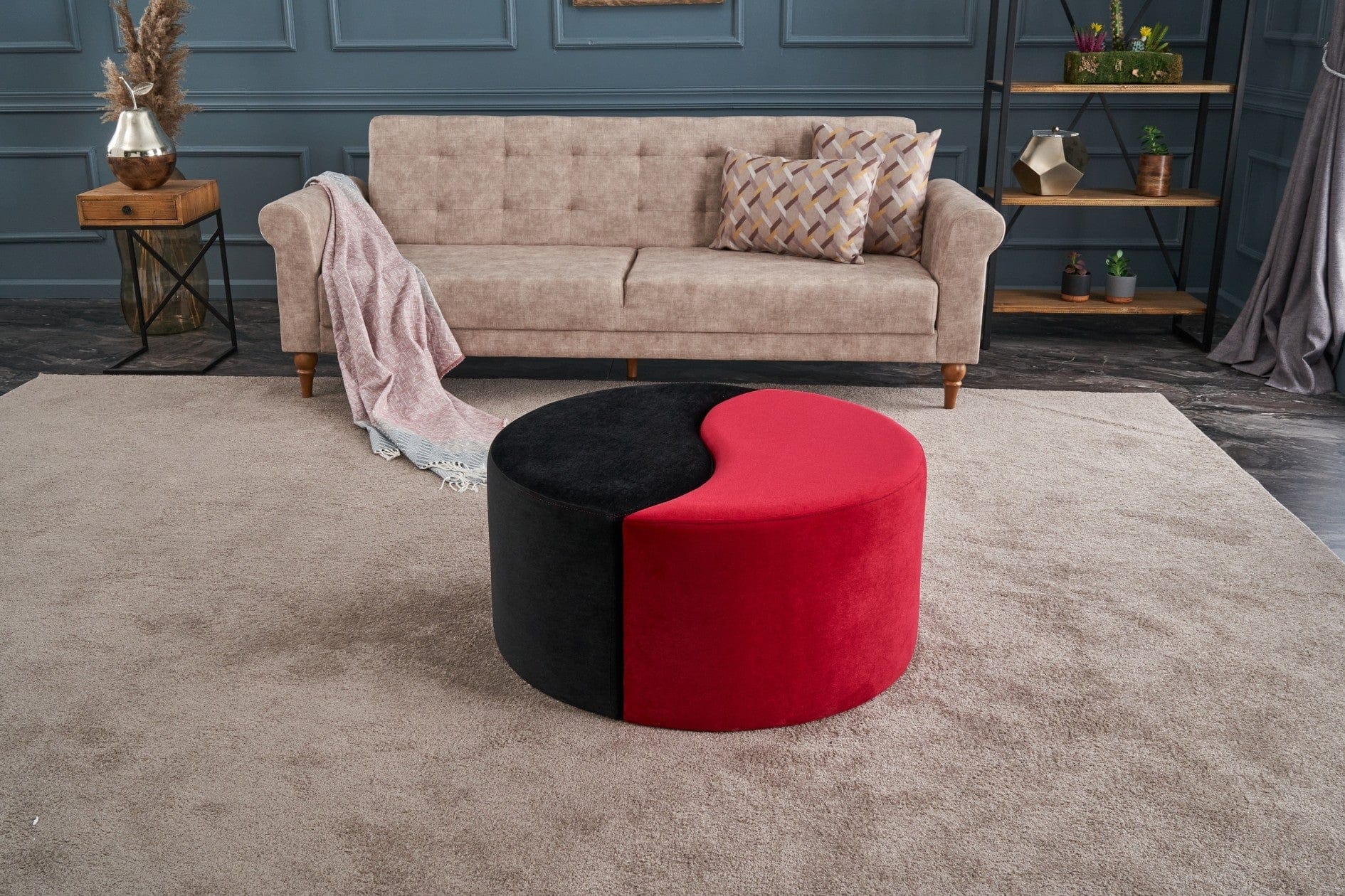 Pouf in tessuto Alis Nero