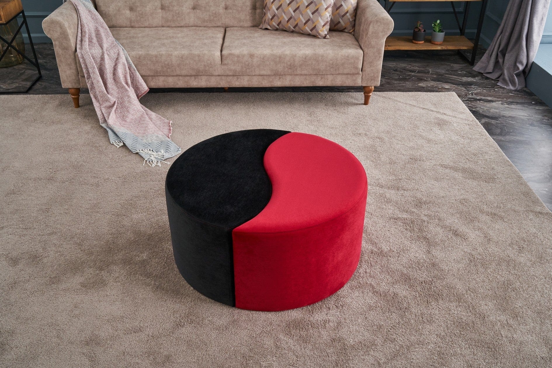 Pouf in tessuto Alis Nero (2)
