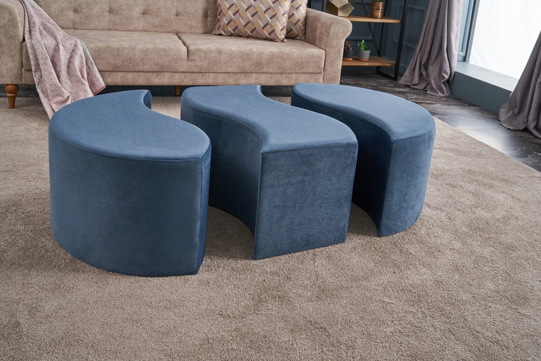 Pouf in tessuto Alya Blu (1)