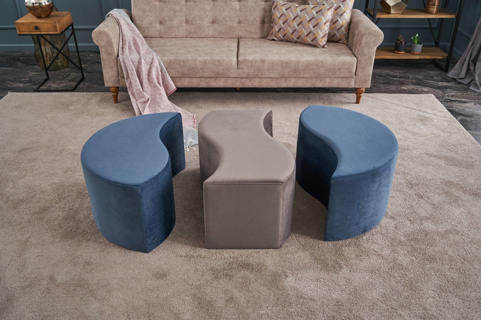 Pouf in tessuto Alya Blu (3)
